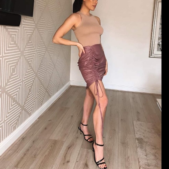 SATIN EFFECT DRAPED SKIRT - Picture 8 of 8